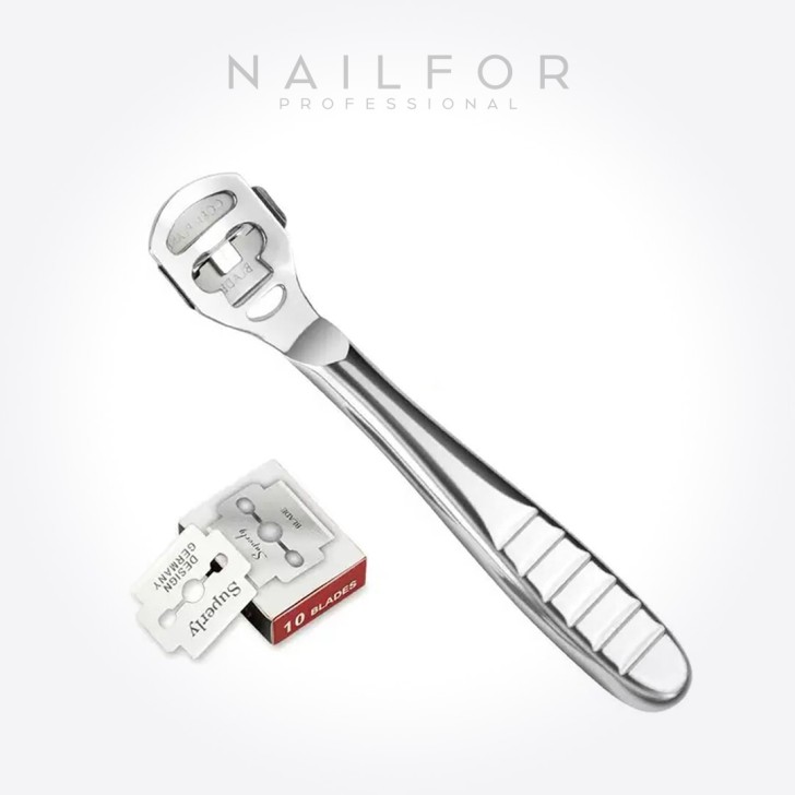 Tagliacalli professionale manico in acciaio con set 10 lame - Pedicure