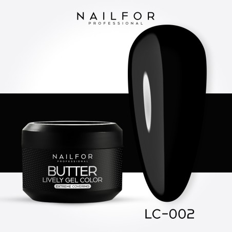 gel de couleur pour ongles, nail art , nails Gel Color haute densité Butter - LC002 Noir | Nailfor 3,49 €