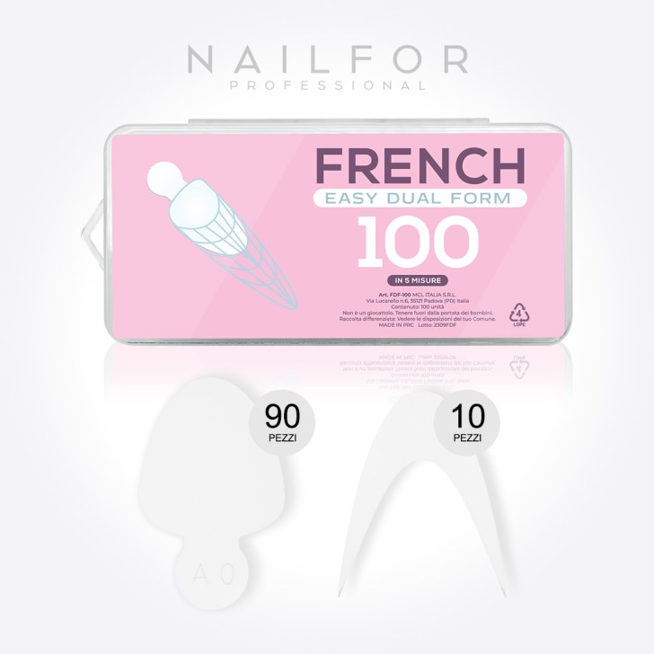 accessori per unghie, nails nail art alta qualità FRENCH EASY DUAL FORM - 100 PEZZI IN 5 MISURE Nailfor 6,99 € Nailfor