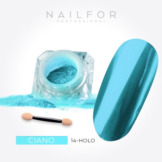 decorazione nail art ricostruzione unghie POLVERE CHROME - CIANO Nailfor 3,99 €
