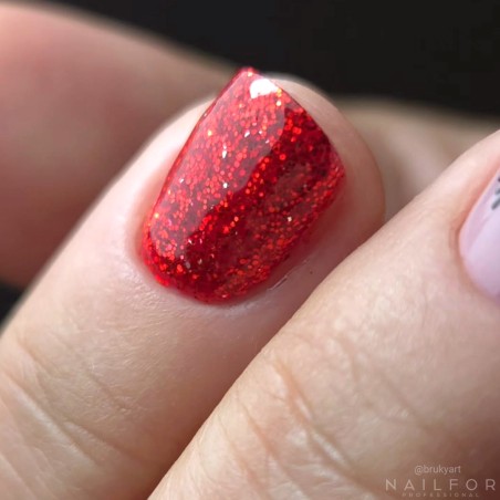 FANTASY semi-permanent gel nail polish - 316 bright red glitter