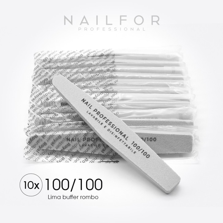 accessori per unghie, nails nail art alta qualità 10x LIMA GRIGIO BUFFER BILATERALE ROMBO 100/100 - SINGLE PACKED Nailfor 8,9...