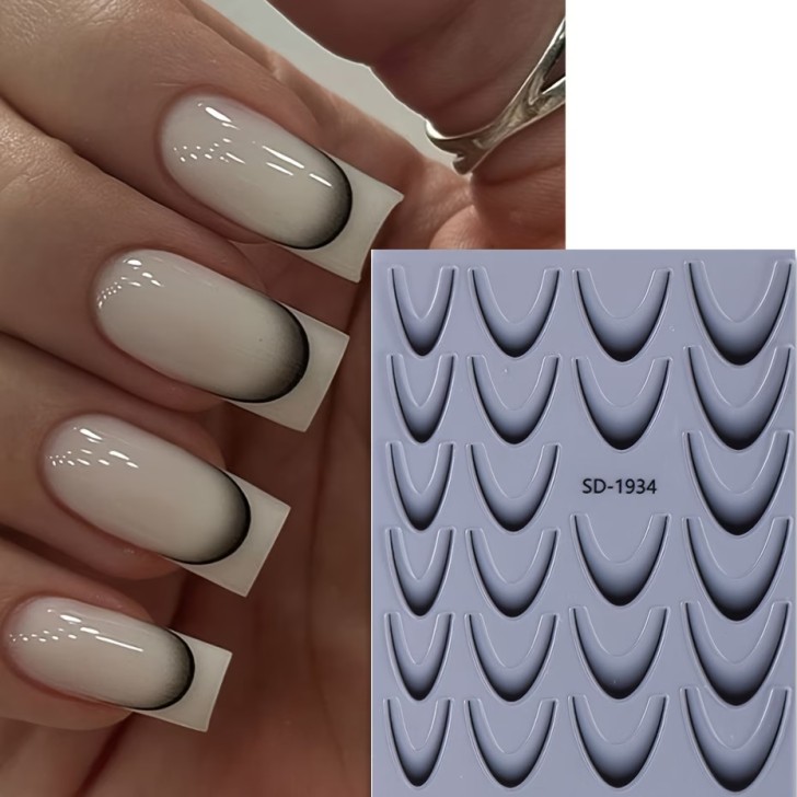 decorazione nail art ricostruzione unghie STICKERS ADESIVI FRENCH ARGENTO BIANCO- ST2206 Nailfor 1,99 €