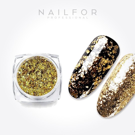 decorazione nail art ricostruzione unghie FRAMMENTI DI COLORE ORO H129 Nailfor 3,99 €