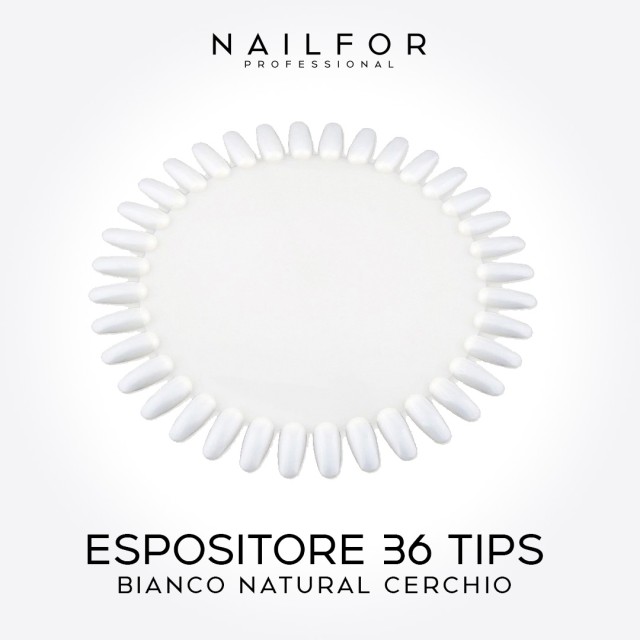 accessoires pour ongles, nails nail art haute qualité DOSSIER - PALETTE 36 COULEURS Tips GRAND CERCLE - BLANC NATUREL Nailfor ..