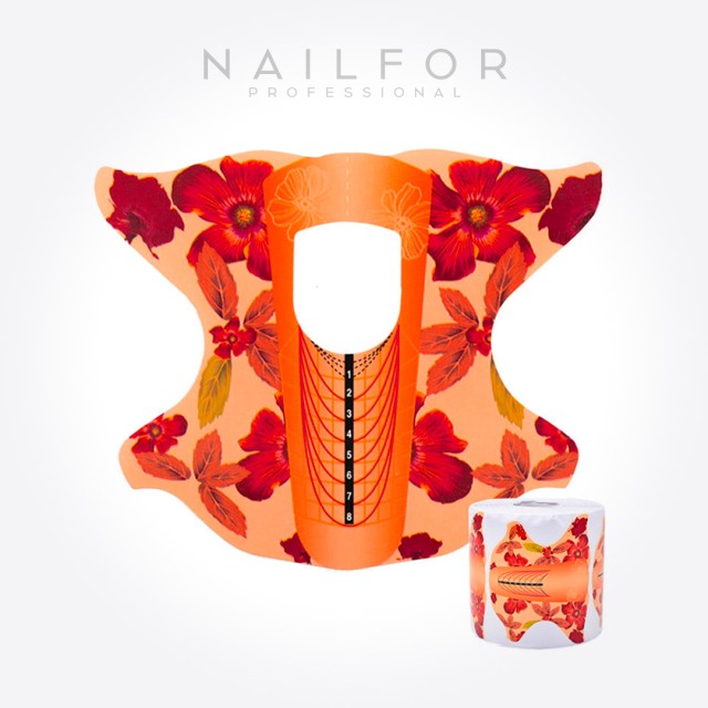 Accesorios para uñas, nails de alta calidad nail art PAPELES DE FLORES NARANJAS PARA EXTENSIÓN DE UÑAS - 300 piezas Nailfor €8.5