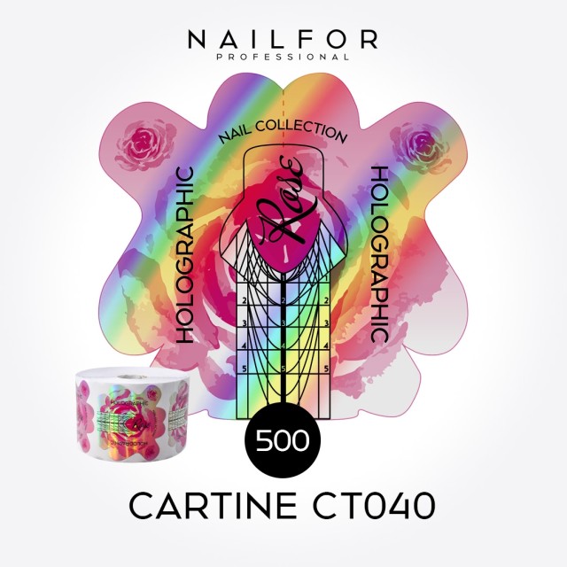 accessori per unghie, nails nail art alta qualità CARTINE ROSE HOLO CT040 ALLUNGAMENTO UNGHIE STILETTO - 500 PEZZI Nailfor 14...