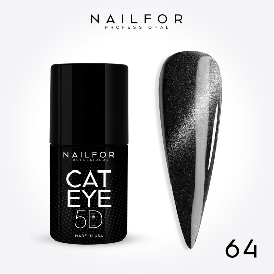 Semi-permanent nail polish color: Cat eye 5d Black - 64 Nailfor €11.99