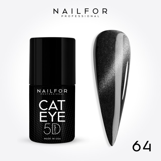 Vernis à ongles semi-permanent couleur : Cat eye 5d Black - 64 Nailfor 11,99 €