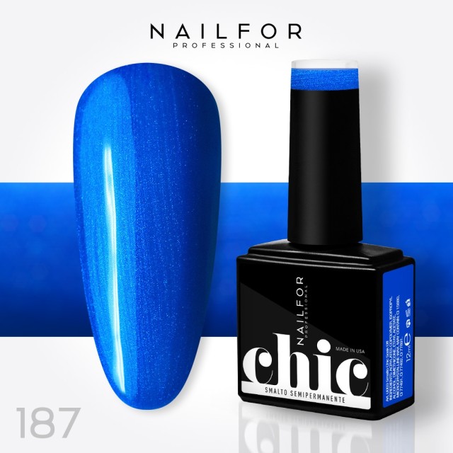 VERNIS ONGLES SEMI-PERMANENT CHIC-187 Bleu métallique