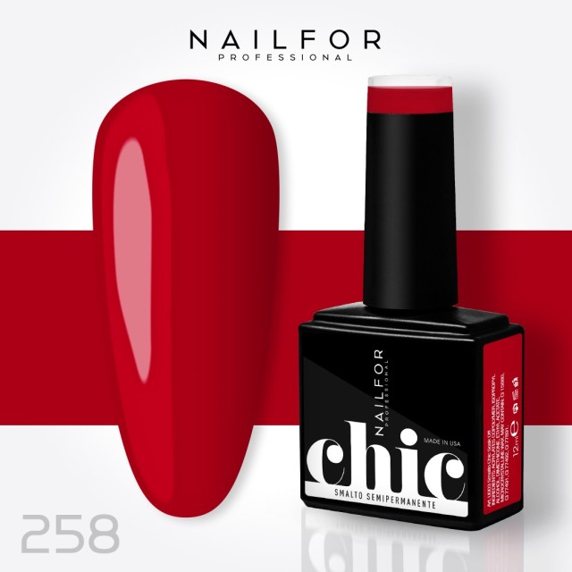 Semipermanente smalto colore per unghie: CHIC SMALTO SEMIPERMANENTE - 258 Rosso Natale Nailfor 7,99 €