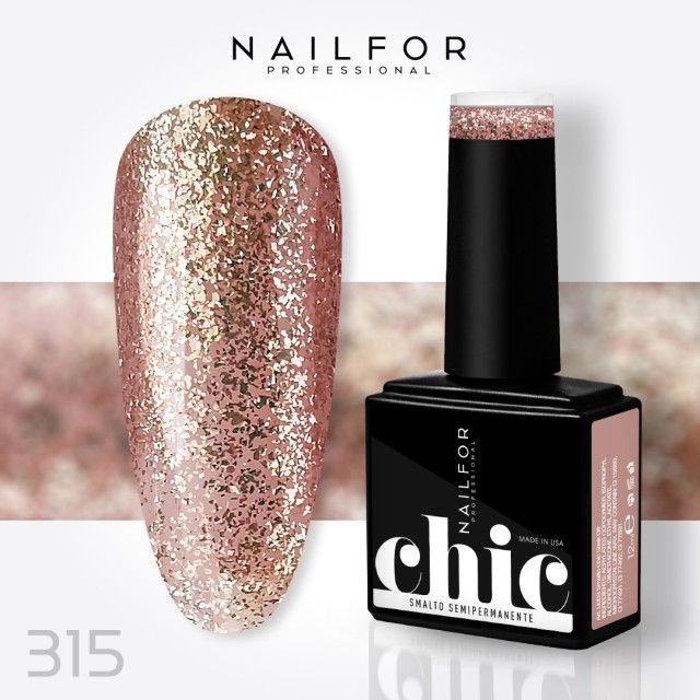 Semipermanente smalto colore per unghie: CHIC SMALTO SEMIPERMANENTE - 315 Rose Gold Chiaro Glitter Nailfor 7,99 €