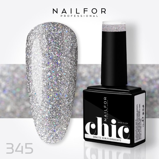 Semi-permanent nail polish color: Chic SEMI-PERMANENT NAIL POLISH - 345 Glitter Silver Nailfor €7.99