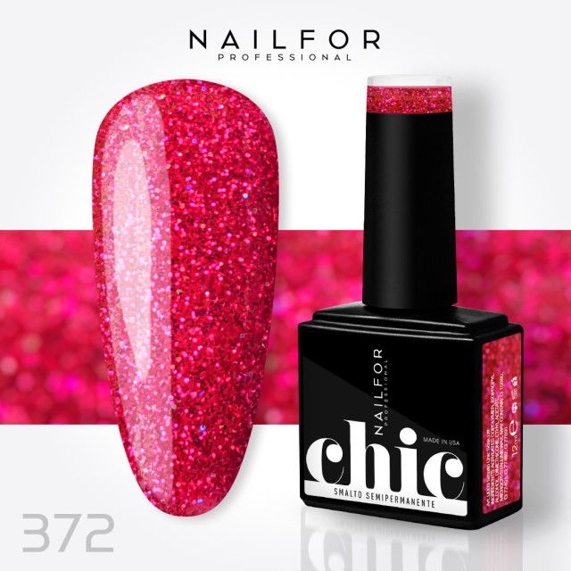 CHIC SEMI-PERMANENT NAIL POLISH - 372 Viva Magenta Glitter