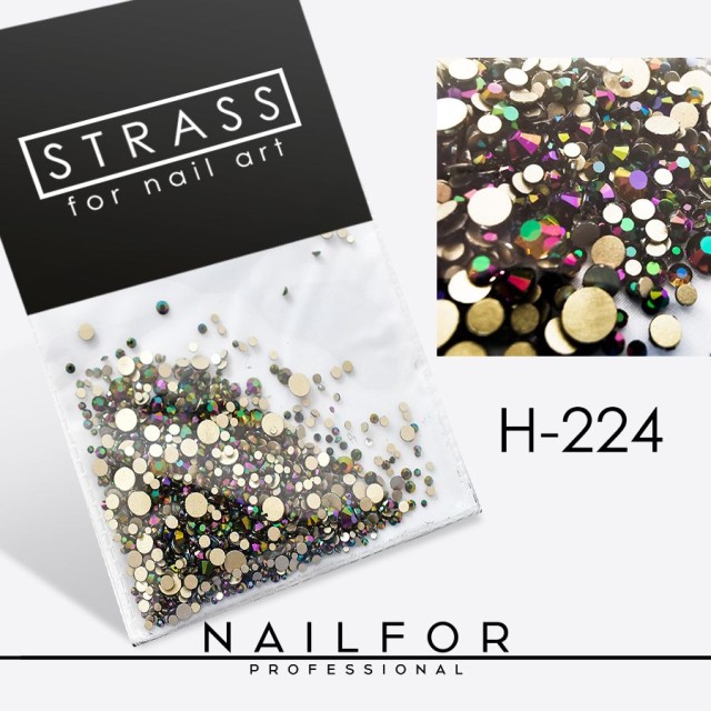 Décoration nail art reconstruction ongle CRISTAL Strass Nail art H224 vert violet Nailfor €7.99