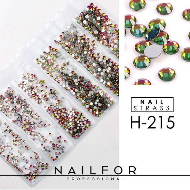 CRISTAUX STRASS DÉCORATION NAIL ART H215 reflets verts fuchsia