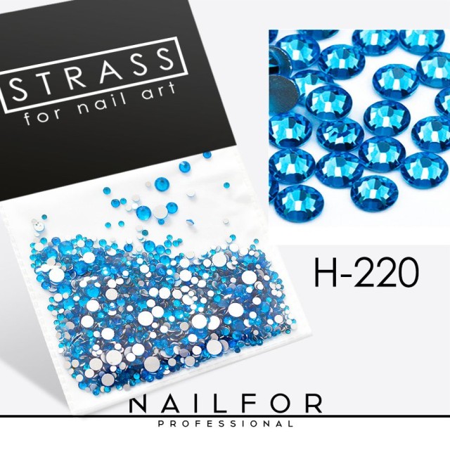 CRISTAUX STRASS DÉCORATION NAIL ART H220 reflets bleu clair