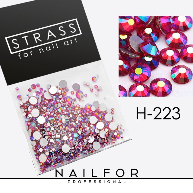 CRISTAL STRASS NAIL ART H223 reflexiones fucsia azul naranja