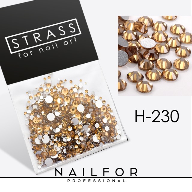Decoración nail art , reconstrucción de uñas, CRISTALES Strass , DECORACIÓN Nail art H230 oro oscuro Nailfor 6,99 €