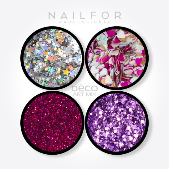 nail art decoration nail reconstruction Deco art mix fuchsia hearts - 025 Nailfor €6.99 2