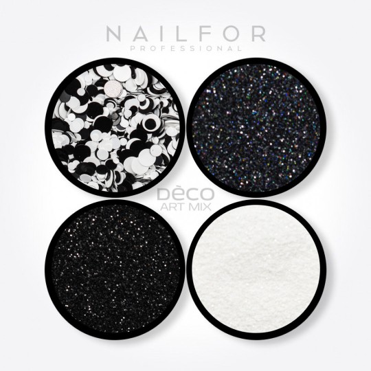 nail art decoration nail reconstruction Deco art mix black and white - 019 Nailfor €6.99 2
