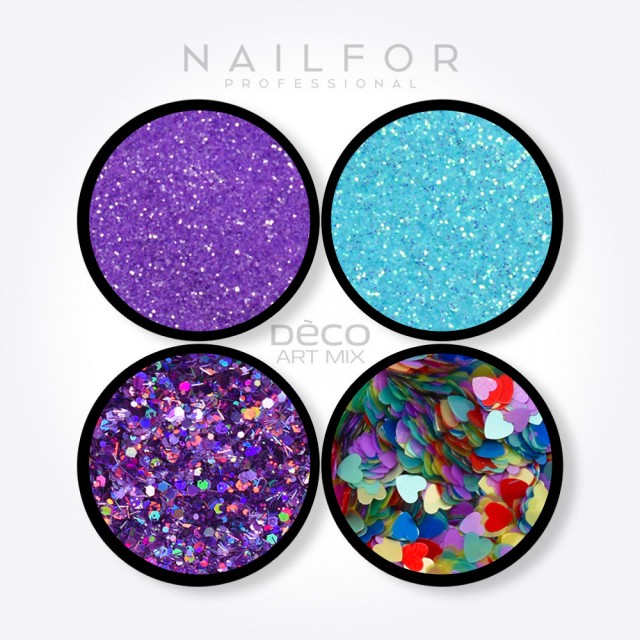 decorazione nail art ricostruzione unghie DECO ART MIX purple hearts- 023 Nailfor 6,99 €