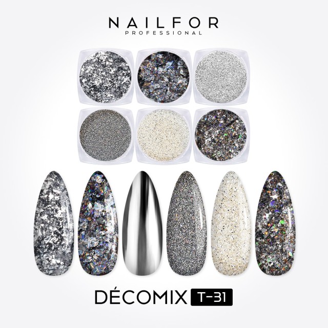 decorazione nail art ricostruzione unghie DECOMIX Argento T31 Nailfor 8,99 €