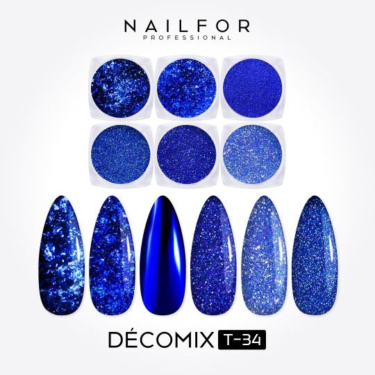 Décoration nail art reconstruction Decomix Blue T34 Nailfor 8,99 €