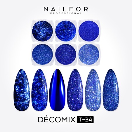 Decoración nail art , reconstrucción de uñas, Decomix Azul T34 Nailfor 8,99 €