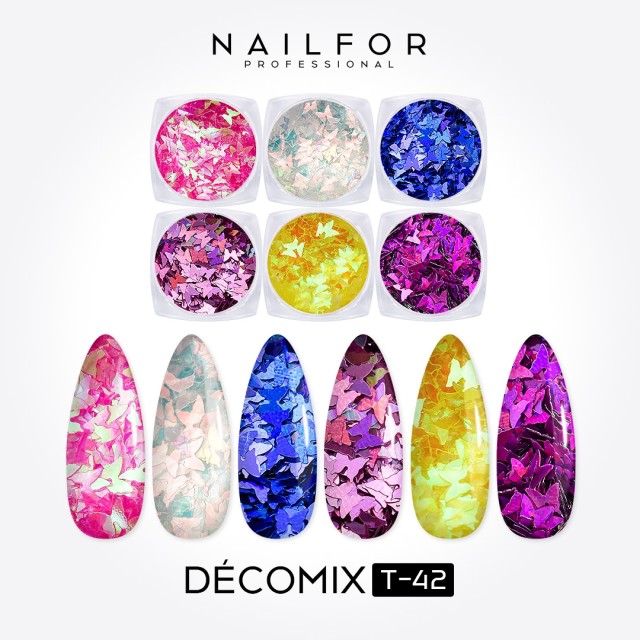 decorazione nail art ricostruzione unghie DECOMIX Farfalle T42 Nailfor 8,99 €