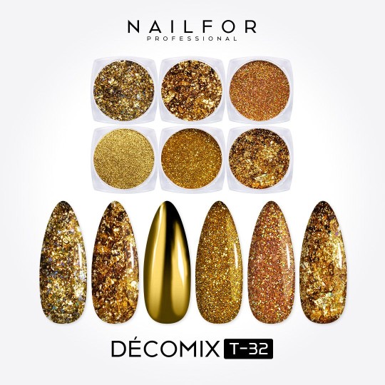 nail art decoration nail reconstruction Decomix Gold T32 Nailfor €8.99