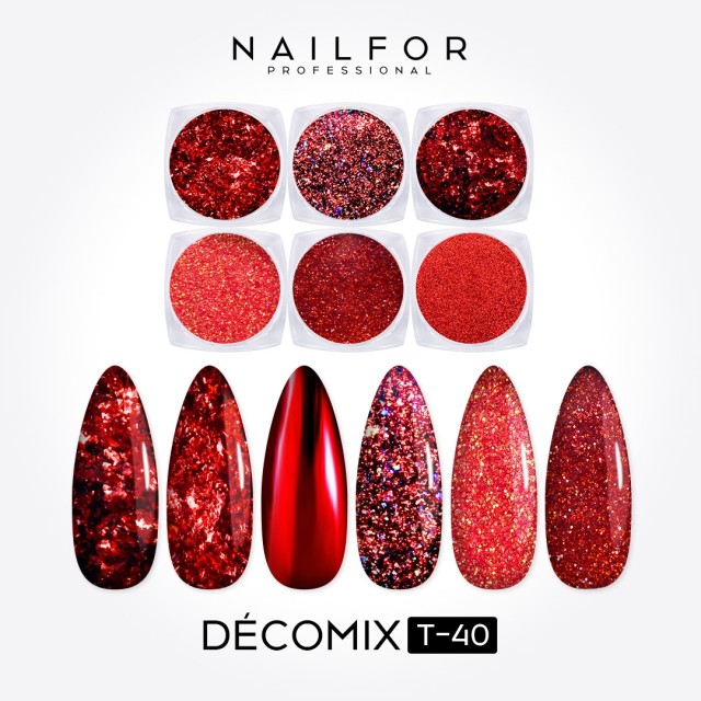 decorazione nail art ricostruzione unghie DECOMIX Rosso T40 Nailfor 8,99 €