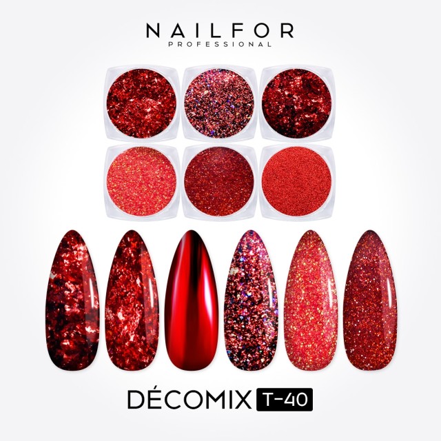 Décoration nail art reconstruction ongulaire Decomix Rouge T40 Nailfor 8,99 €