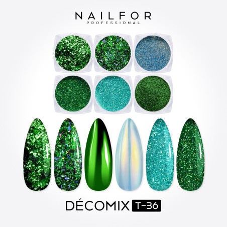 Decoración nail art , reconstrucción de uñas, Decomix Green T36 Nailfor 8,99 €