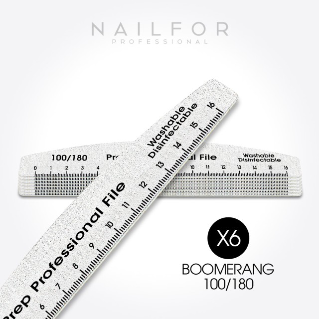 Accessoires pour ongles, nails nail art haute qualité x6 LIME MILLIMÉTRIQUE PROFESSIONNELLE Boomerang - 100/180 Nailfor 2,99 € N