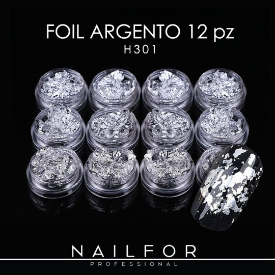 Decoración nail art , reconstrucción de uñas, Foil Nail art Paillette plateadas H301, Nailfor 5,49 €
