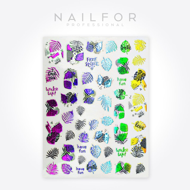 Décoration nail art reconstruction d'ongles Stickers ST627 feuilles rainbow Nailfor 1,99 €