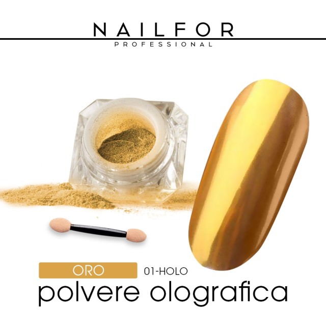 decorazione nail art ricostruzione unghie POLVERE CHROME - ORO Nailfor 3,99 €