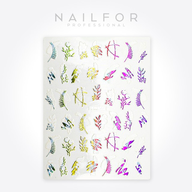 decorazione nail art ricostruzione unghie ADESIVI STICKERS ST628 piume bianco arcobaleno Nailfor 1,99 €