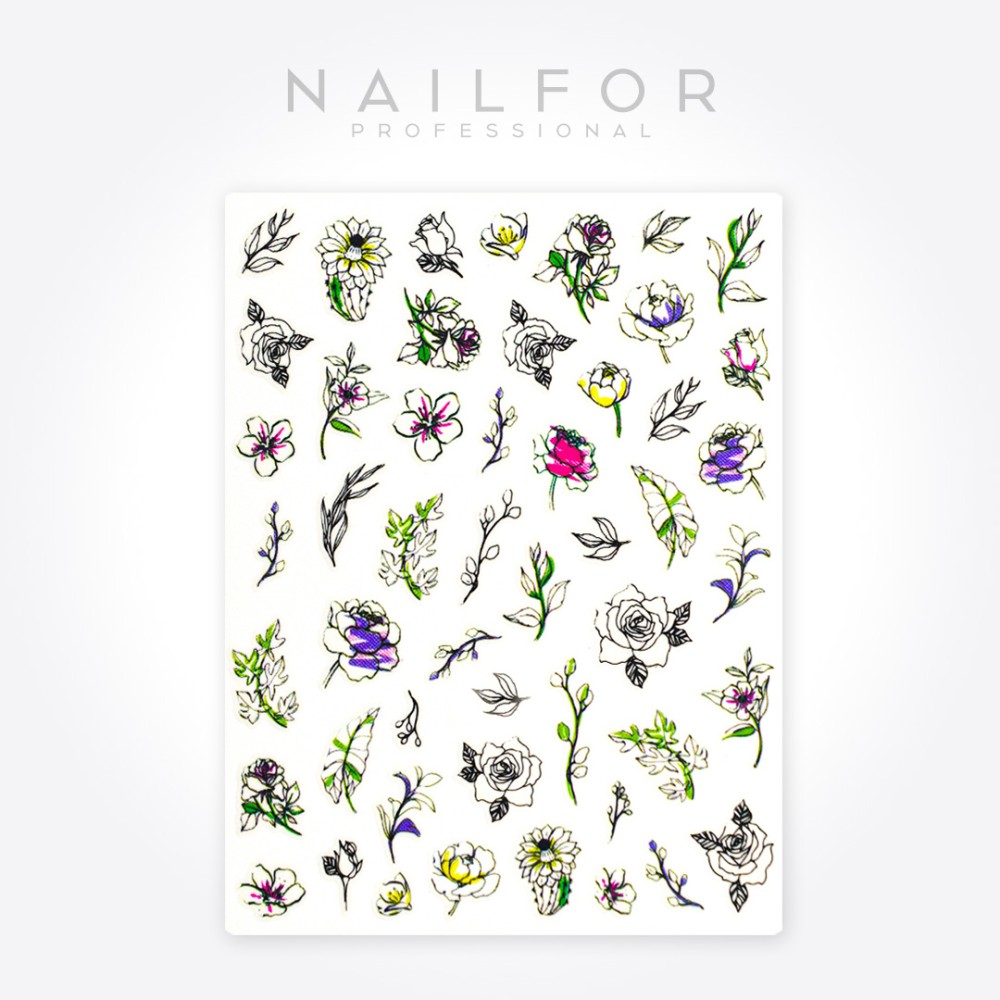 ADESIVI STICKERS decorazione nail art ST636 fiori - Nailfor