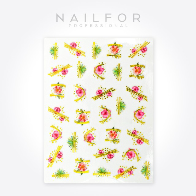 Décoration nail art reconstruction ongle ADHÉSIFS Stickers ST646 fleurs deco gold Nailfor 1,99 €